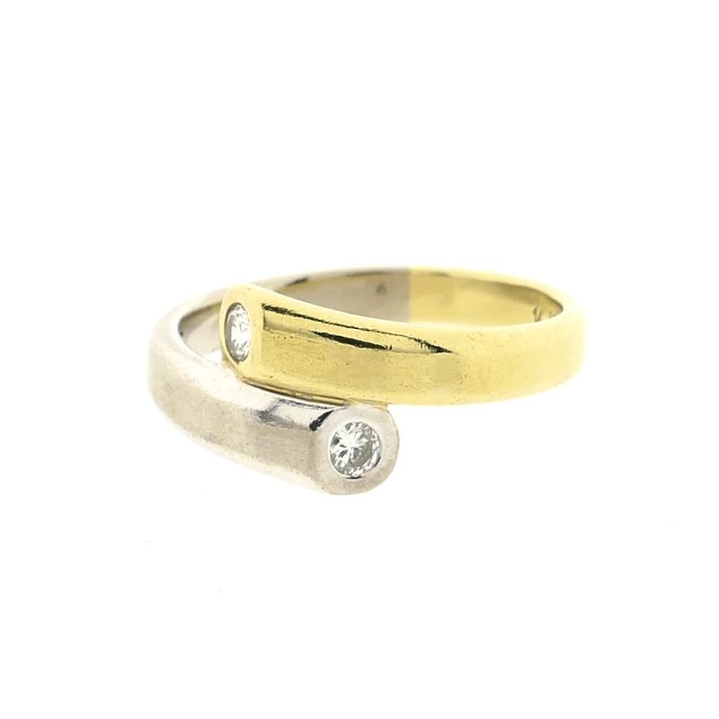 Image 2 of Two-tone gold Toi et moi ring with diamonds; 0.20 ct.