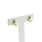 Image 3 of Gold stud earrings with pearl and diamond 0.05 ct.