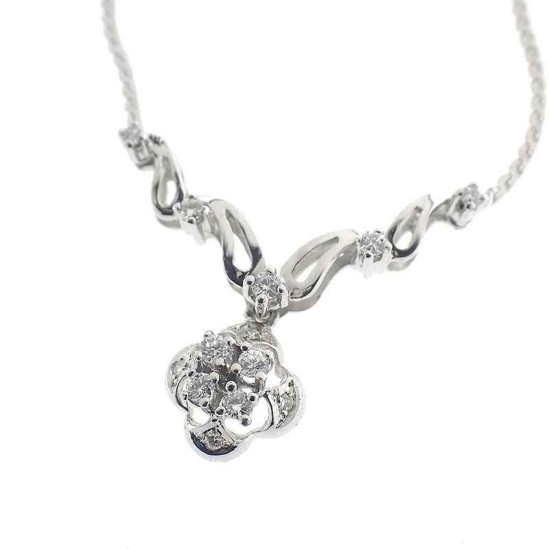 Image 4 of White gold S-link necklace with diamond | Approx. 0.34 ct.