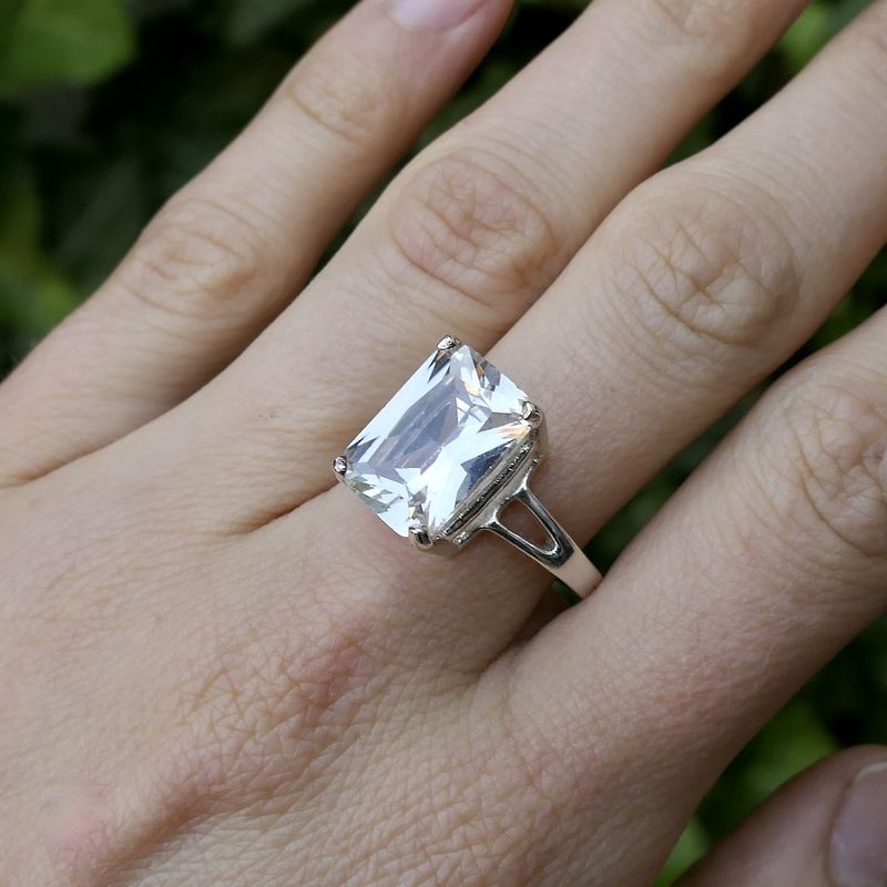 Image 11 of Silver solitaire ring with clear zirconia
