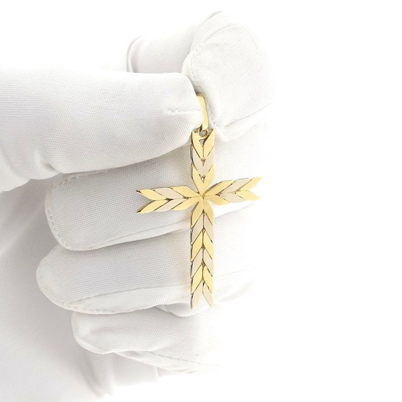 Image 8 of Two-tone gold braided pendant of a cross