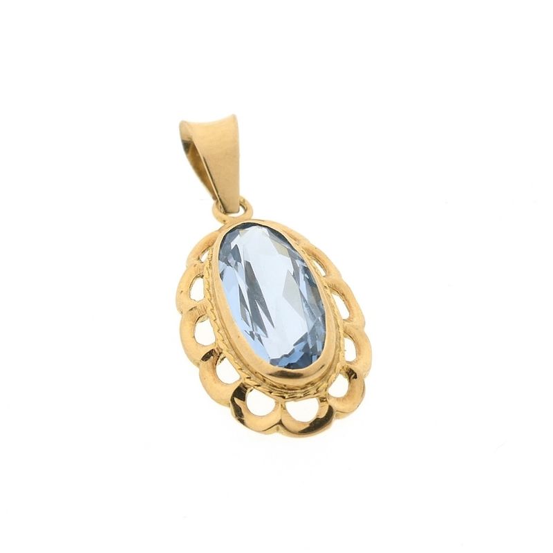 Image 4 of Vintage gold pendant with topaz