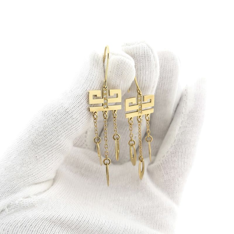 Image 8 of Gold Earrings with Meander and Charms