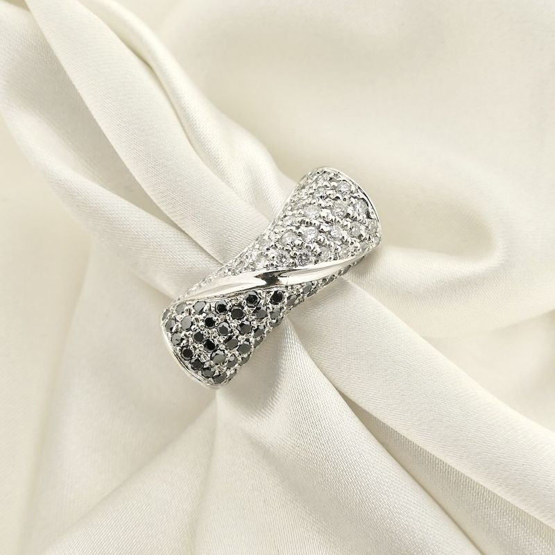 Image 8 of White gold pavé ring with black moissanite and diamonds; Approx. 1.08 ct.
