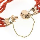 Image 4 of Antique red coral beaded bracelet with bicolor gold clasp.