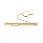 Image 1 of Two-tone tie slide with chain and diamond | 0.10 ct.