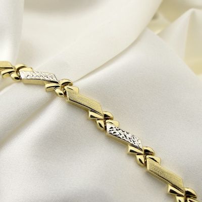 Two-tone gold fantasy link bracelet | 20.5 cm Image 2 of Two-tone gold fantasy link bracelet | 20.5 cm