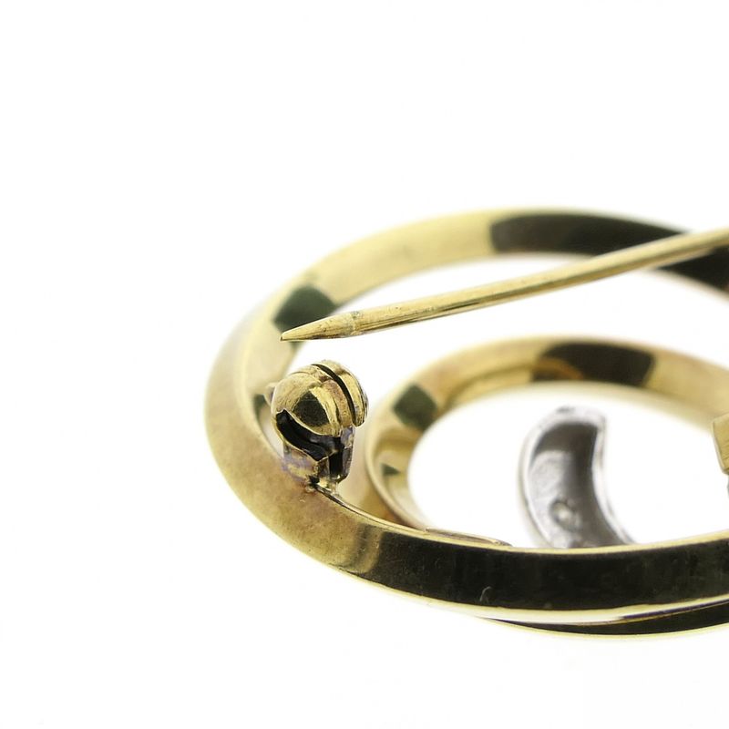 Image 9 of Vintage gold brooch with diamond; 0.14 ct.