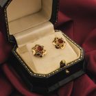 Image 7 of Gold stud earrings with carnelian