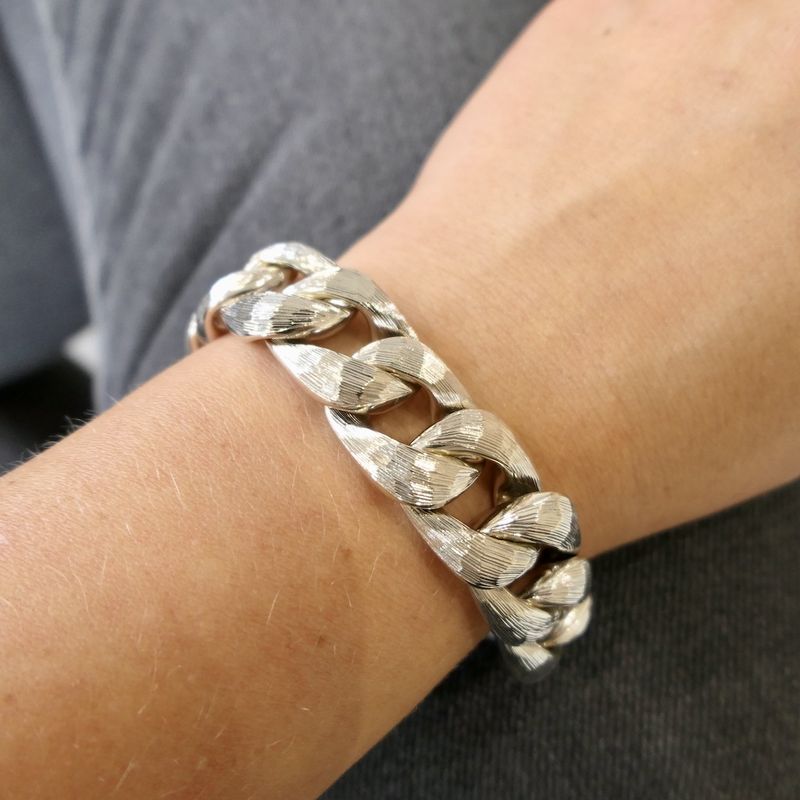 Image 10 of White gold gourmet link bracelet