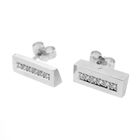 Image 4 of Gold stud earrings set with diamonds; 0.12 ct.