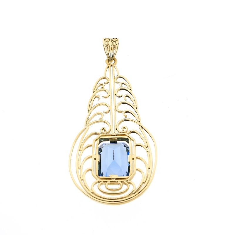 Image 5 of Gold pendant with light blue tourmaline.