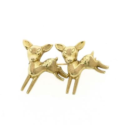 Image 1 of Golden brooch with deer.