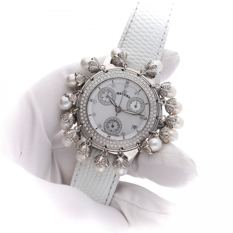 Image 9 of Meyers Lady Diamond & Pearl 101500; Women's Watch with Diamonds