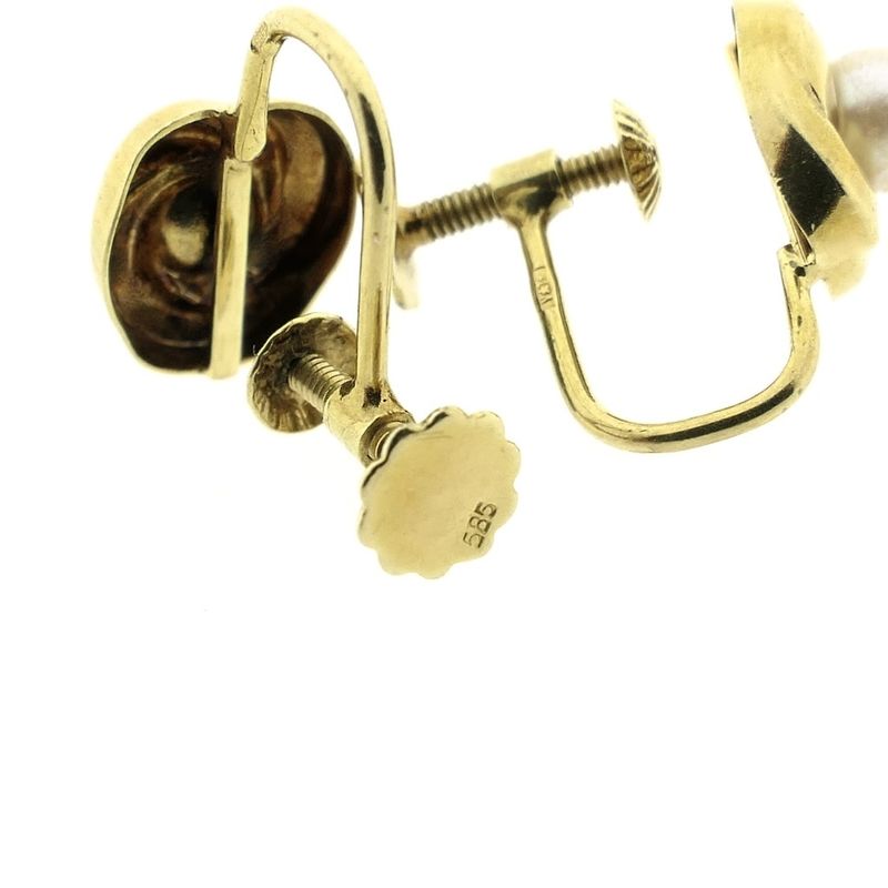 Image 6 of Gold clip-on earrings with cultured pearls