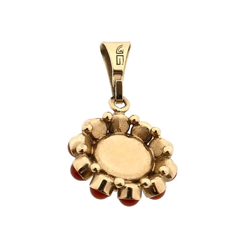 Afbeelding 5 van Gouden hanger met bloedkoraal