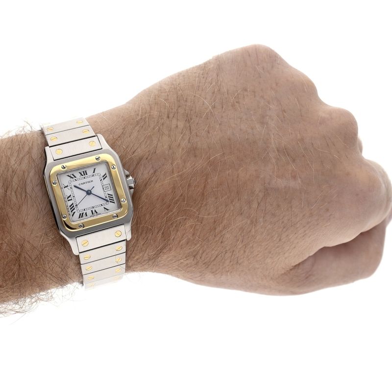 Image 21 of Cartier Santos Carree Automatic 2961; 18k. Gold/steel watch