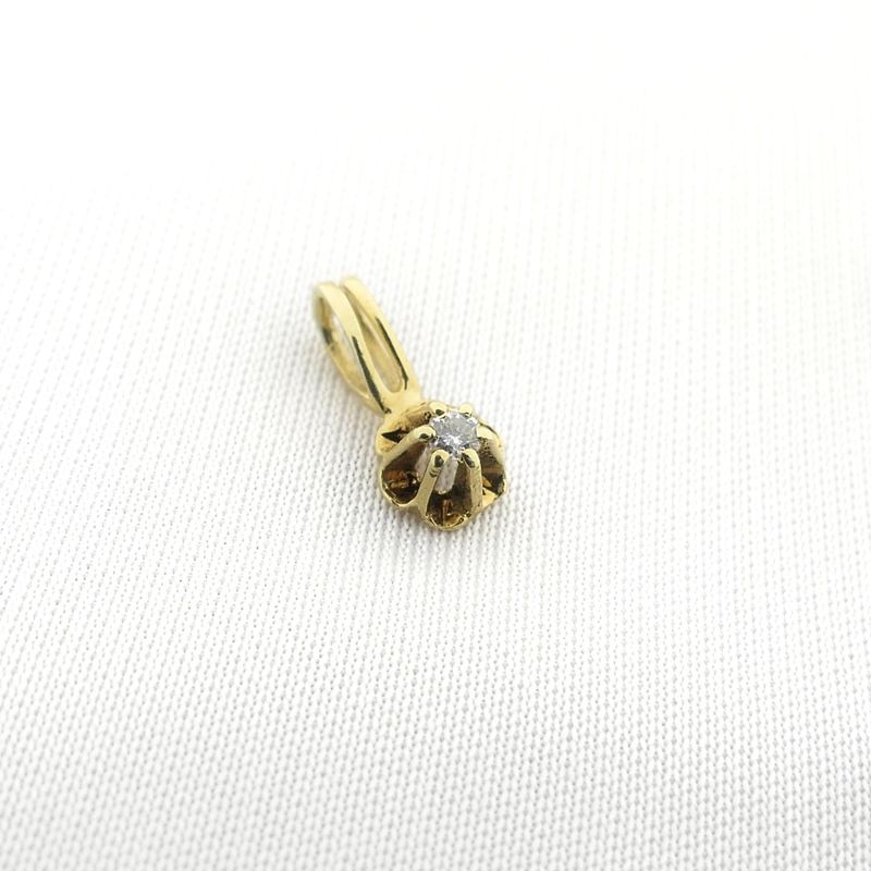 Image 6 of Gold minimalist pendant with diamond; 0.015 ct.