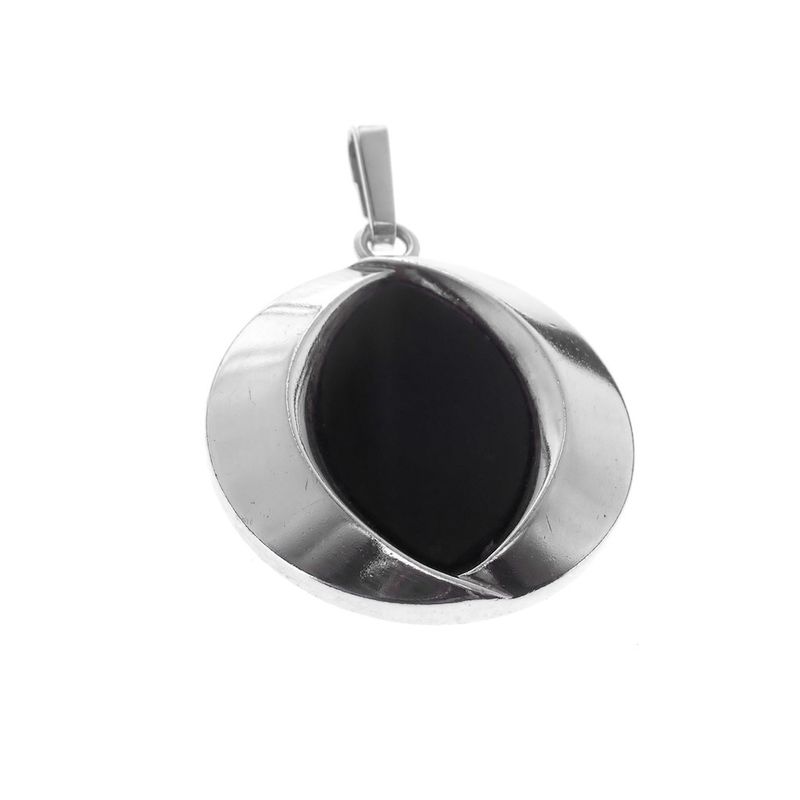 Image 3 of Silver abstract pendant with onyx stone