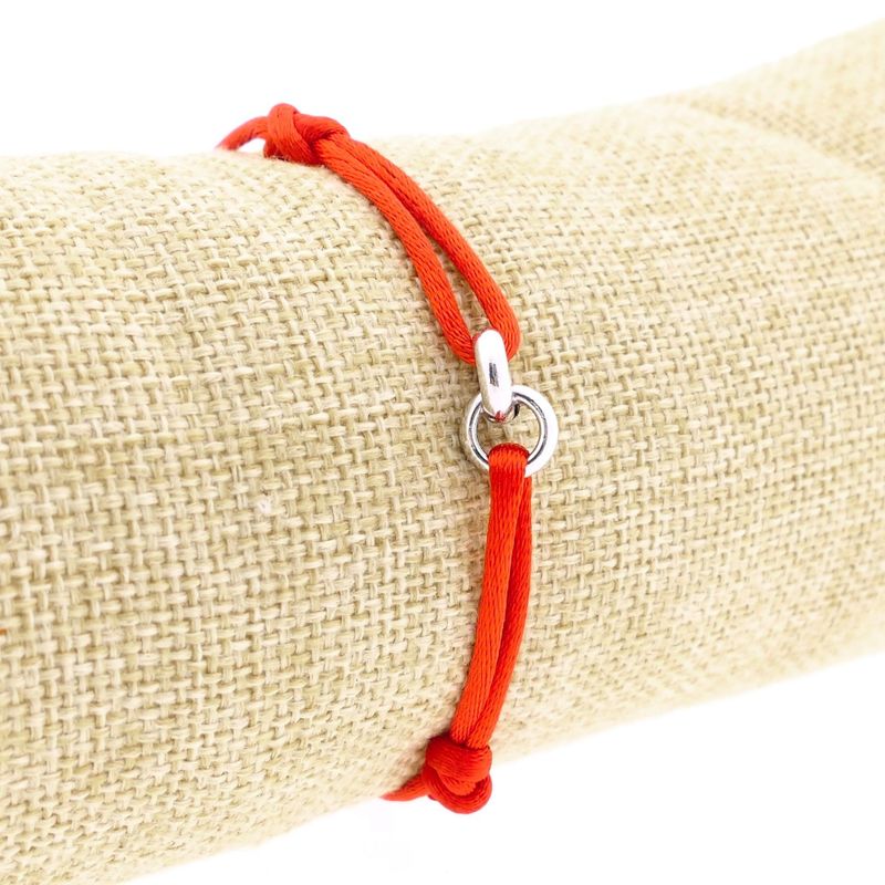Image 7 of Forever Knots® Handmade Red Satin Bracelet with Silver Chain
