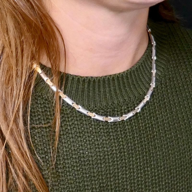 Image 9 of Bicolor gold fantasy link necklace; 14 karat; 44 cm