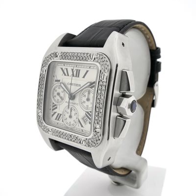 Image 2 of Cartier Santos 100 XL Chronograph 2740; Automatic watch with diamonds