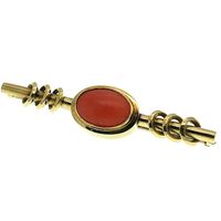 Antique gold brooch with blood coral