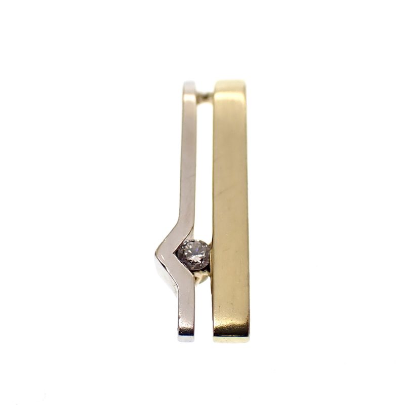 Image 1 of Two-tone gold solitaire pendant with 0.03 ct diamond.