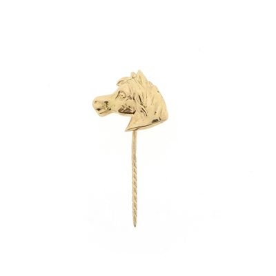 Image 1 of Gold lapel pin; Horse head