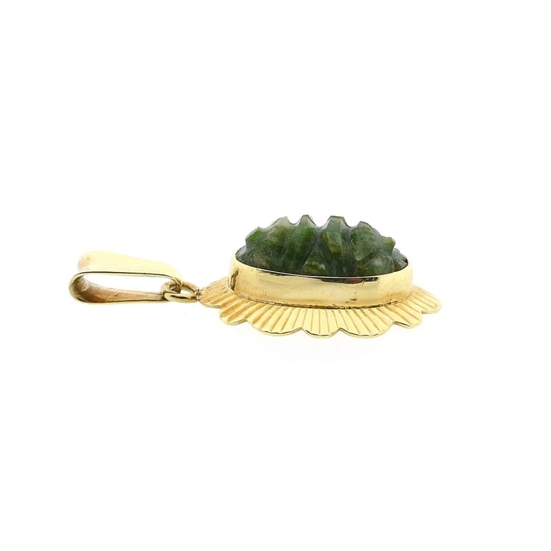Image 6 of 14 Karat Gold Pendant with Nephrite Jade