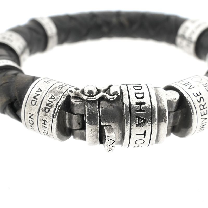 Image 3 of Silver leather Buddha to Buddha bracelet | 21 cm