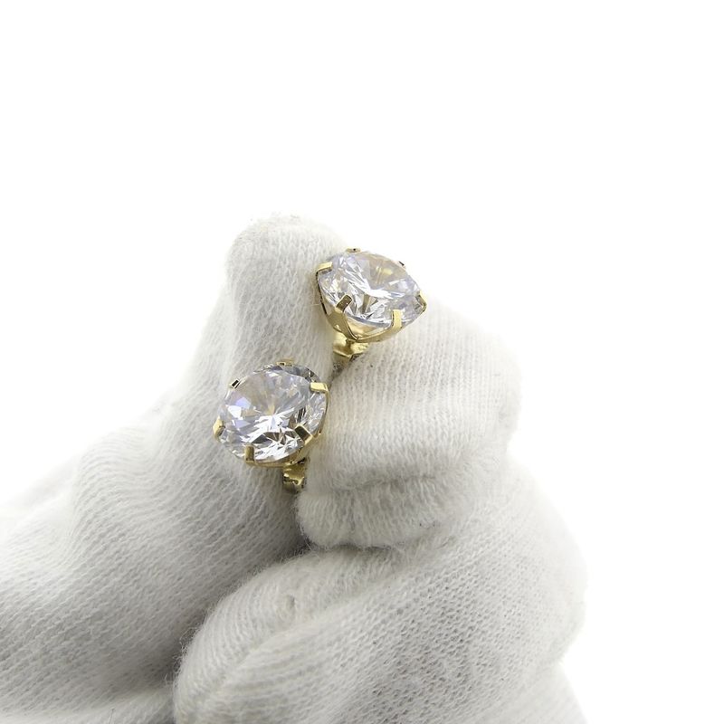 Image 7 of Gold stud earrings with zirconia