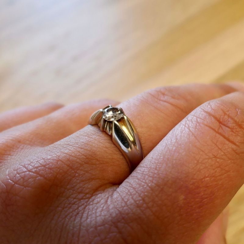 Image 10 of White Gold Solitaire Ring with Diamond; 0.50 ct.