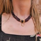 Image 4 of Antique garnet bead necklace with gold decorative clasp