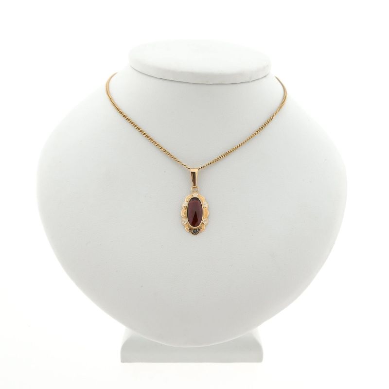 Image 3 of Bicolor Gold Pendant with Carnelian