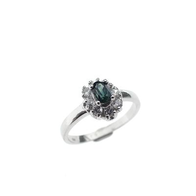 Image 1 of Silver entourage ring with blue zirconia
