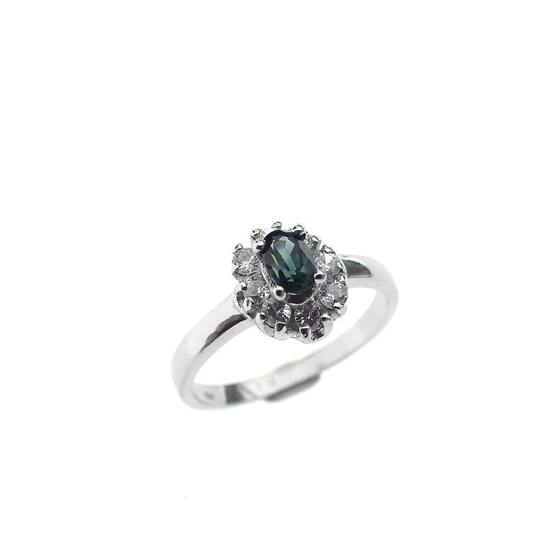 Image 1 of Silver entourage ring with blue zirconia