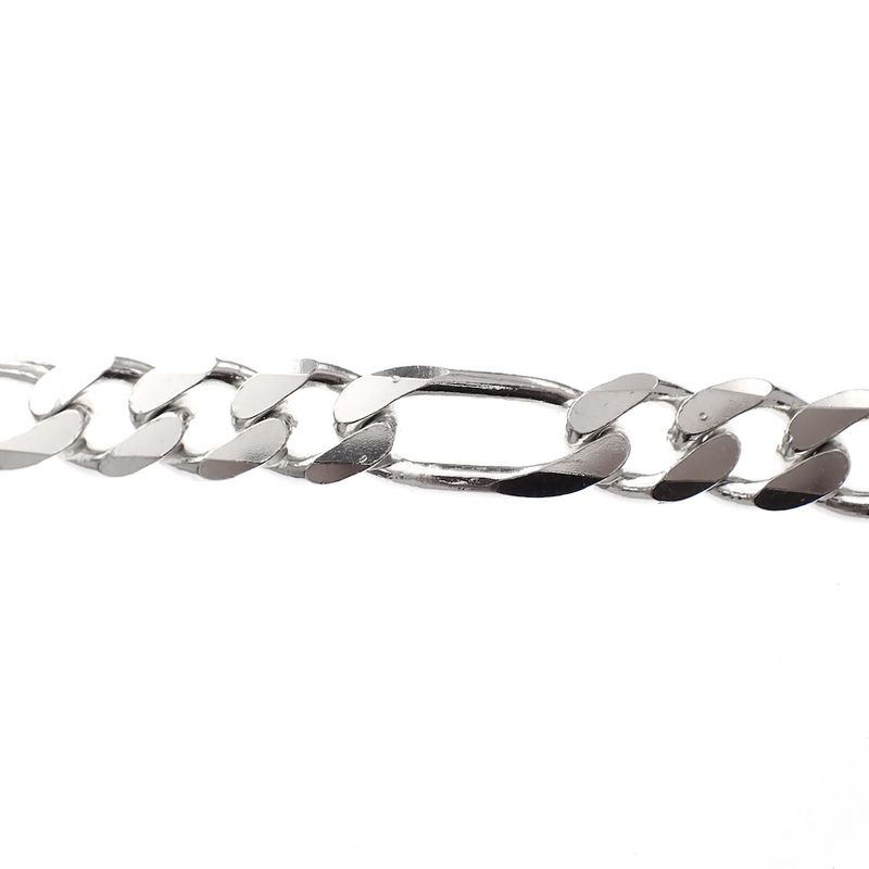 Image 3 of Robust silver Figaro men's bracelet.