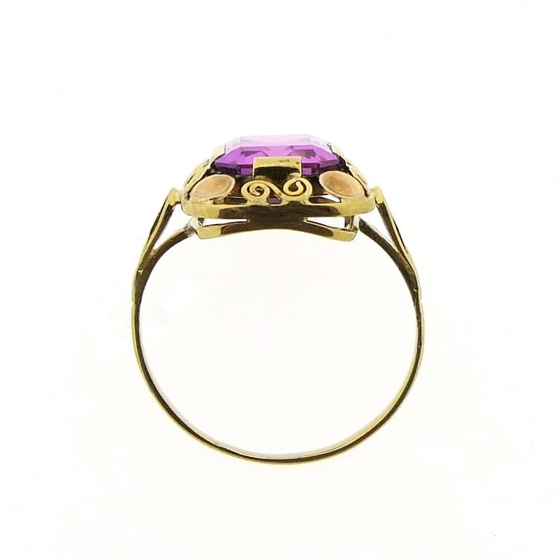Image 5 of Gold ring with synthetic pink ruby ​​| Vintage