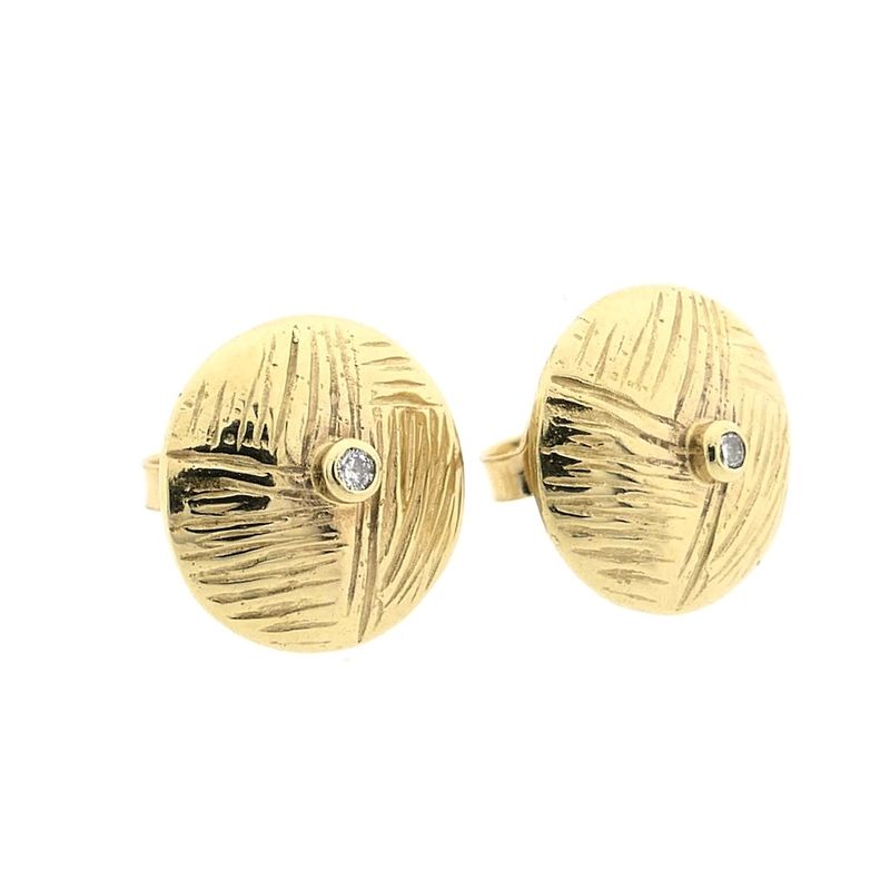 Image 5 of Gold stud earrings with diamond 0.01 ct.