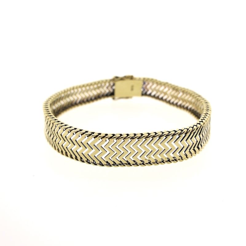 Image 3 of Two-tone gold zigzag link bracelet