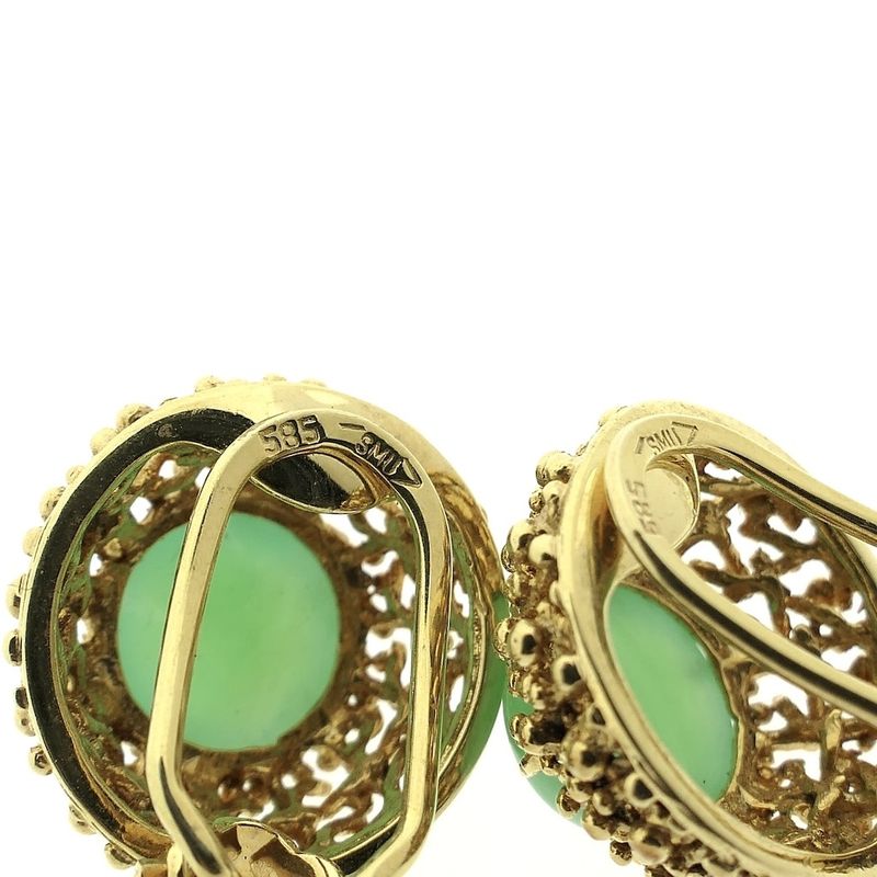 Image 4 of Gold clip-on earrings with chrysoprase