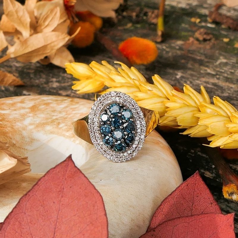 Image 6 of 9 carat ring with blue and clear diamonds