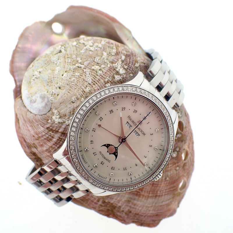 Image 4 of Maurice Lacroix Les Classiques Moonphase; Automatic watch with diamonds