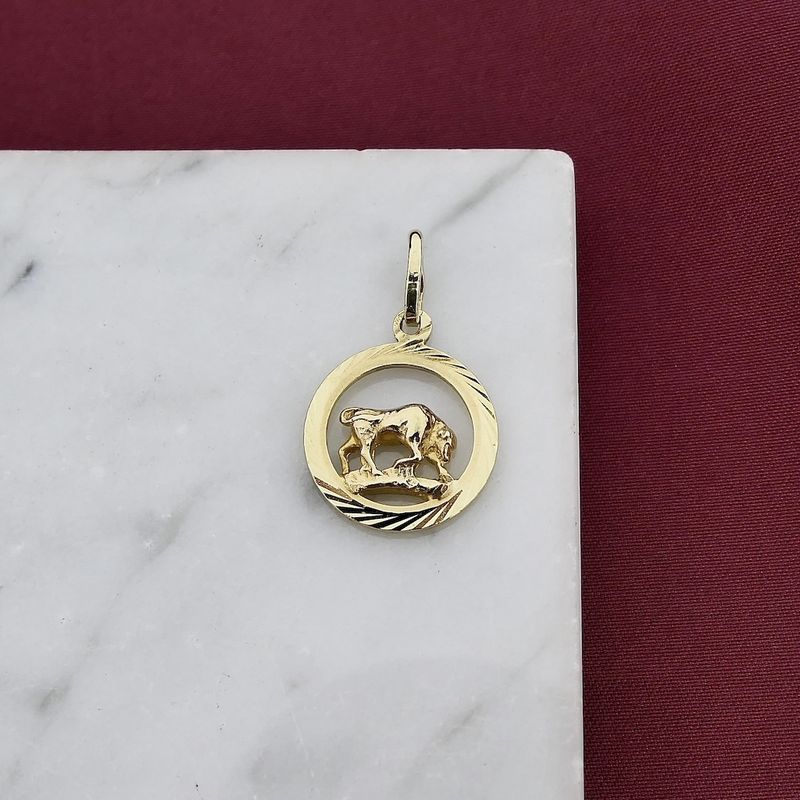 Image 7 of Gold zodiac sign pendant; Capricorn