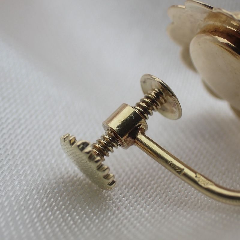 Image 6 of Gold clip-on earrings with garnet | Vintage