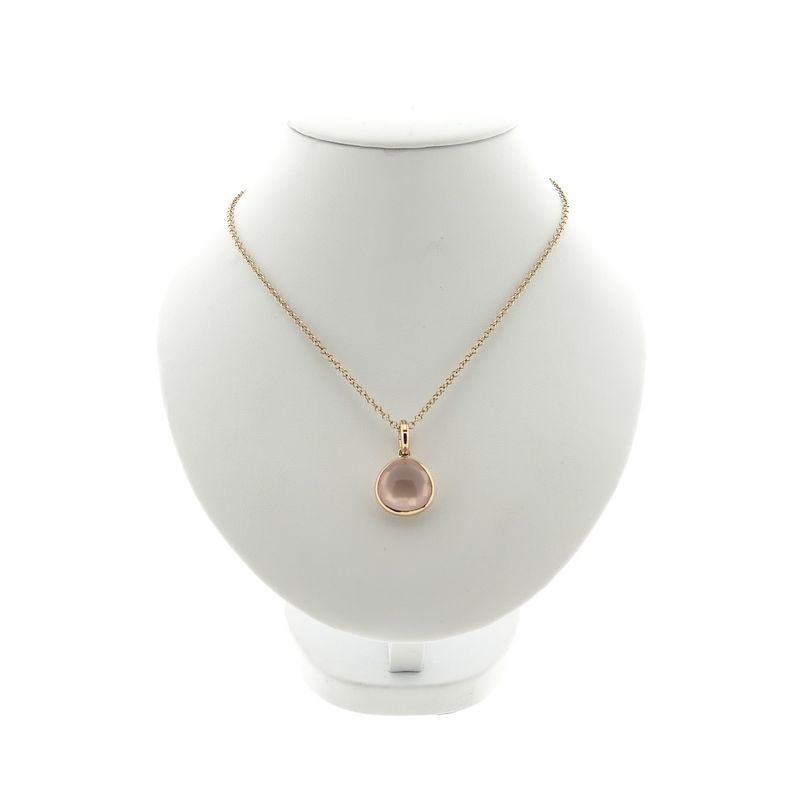 Image 1 of 18-karat gold jasseron necklace with a fixed rose quartz pendant; 38.5 cm - 43.5 cm | Tirisi