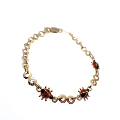 Gold children's bracelet with ladybugs | 14 cm Image 2 of Gold children's bracelet with ladybugs | 14 cm