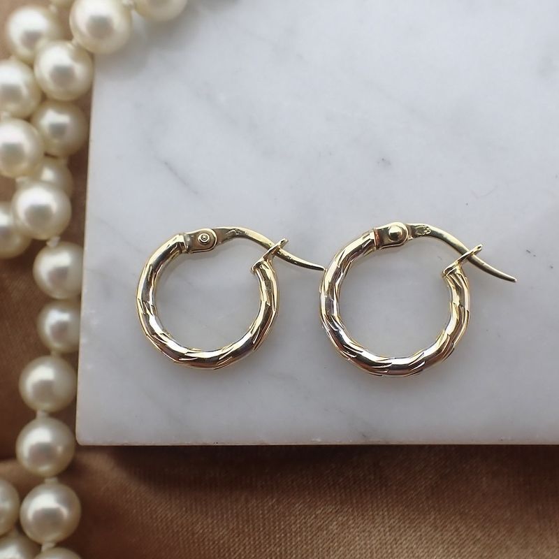 Image 8 of 18K Two-tone gold earrings | Ø 14 mm