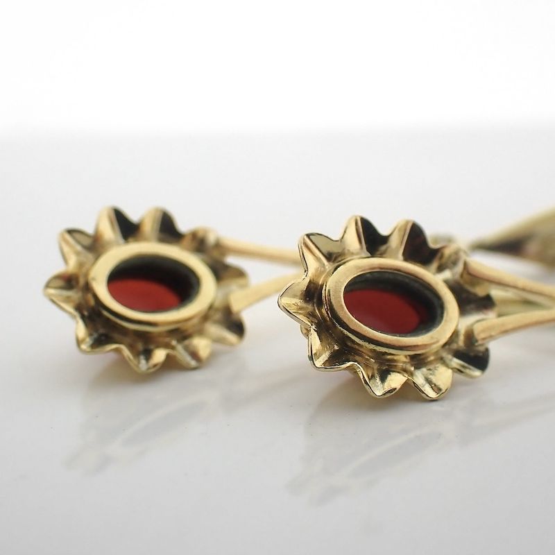 Image 5 of Vintage gold earrings with blood coral